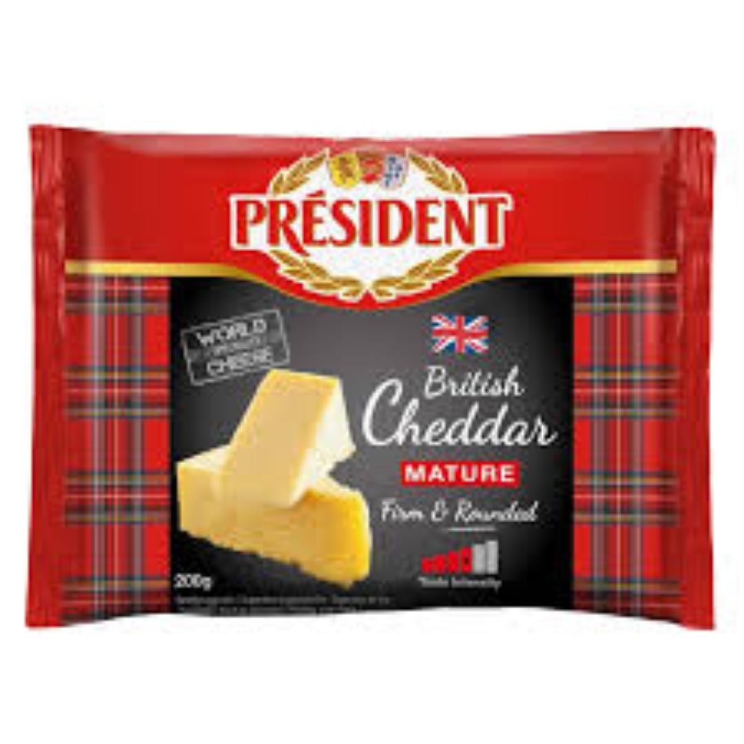 PRESIDENT CHEDDAR MATURE WHITE 200G